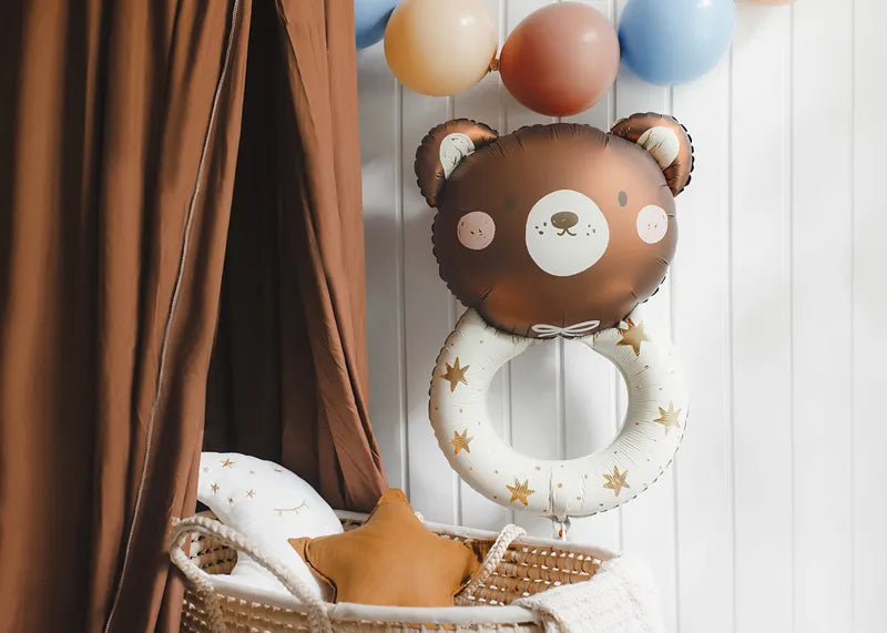 Folienballon Teddybär Rassel, 61x88 cm