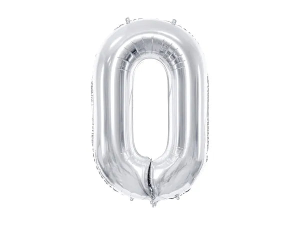 Folienballon Ziffer ''0'', 86cm, silber