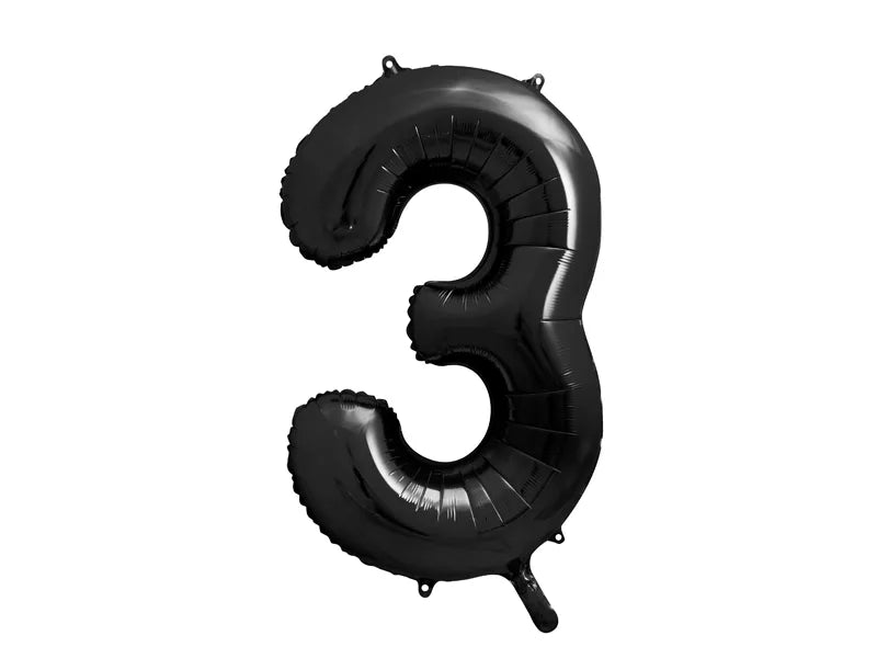 Folienballon Ziffer ''3'', 86cm, schwarz