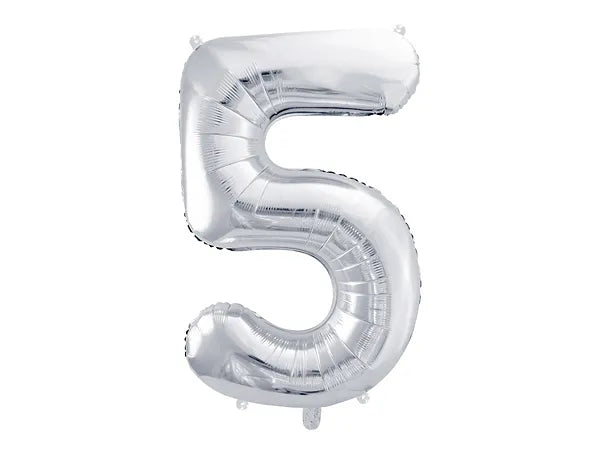 Folienballon Ziffer ''5'', 86cm, silber