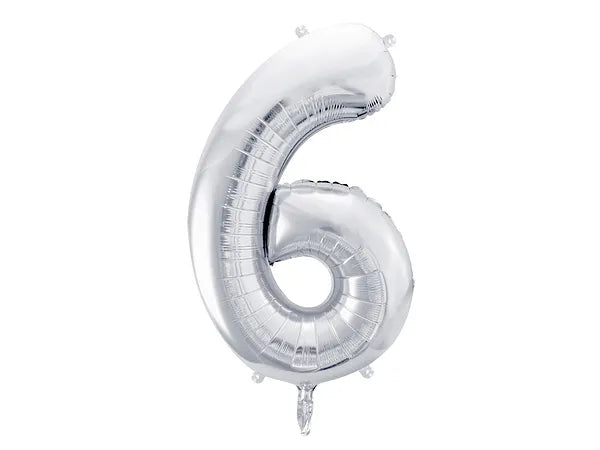 Folienballon Ziffer ''6'', 86cm, silber