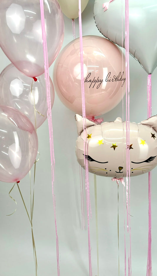 Set 113 Katzen Rosa Helium Ballons