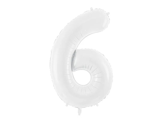 Luftballon Ziffer 6 Weiss 86cm