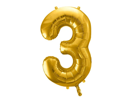 Luftballon Ziffer 3 in Gold 86cm