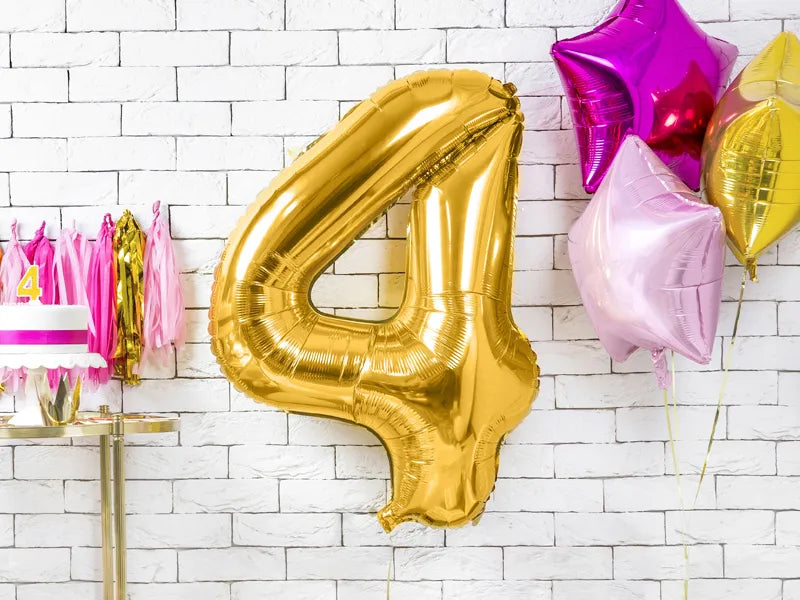 Luftballon Ziffer 4 Gold 86cm