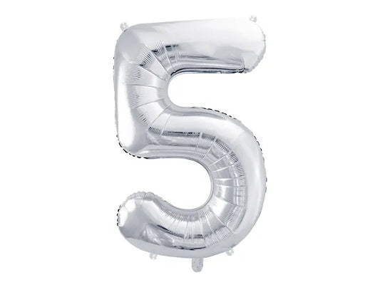 Folienballon Ziffer ''5'', 86cm, silber