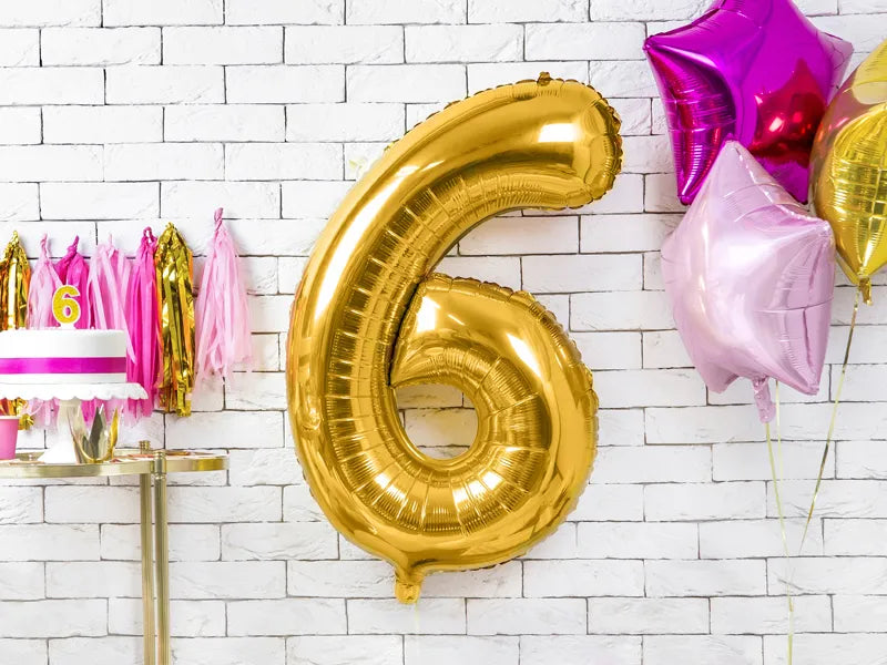 Luftballon Ziffer 6 Gold 86cm