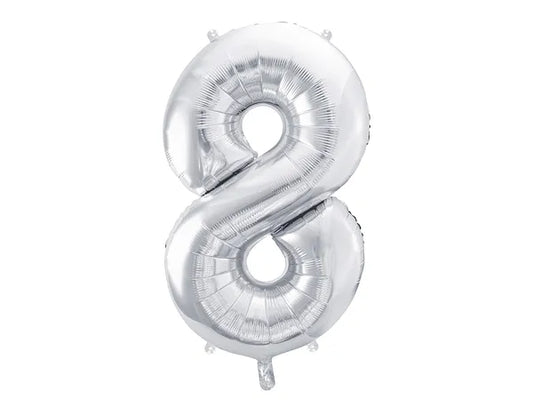 Folienballon Ziffer ''8'', 86cm, silber