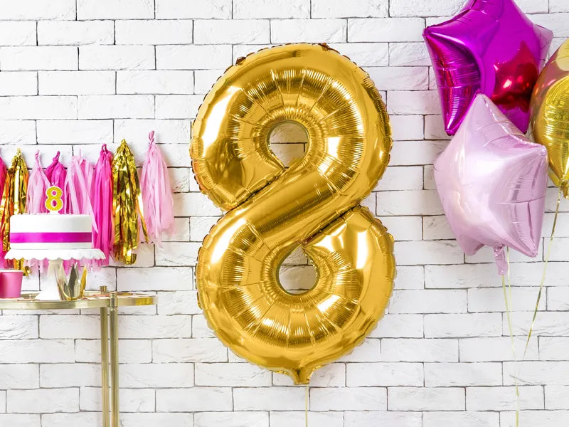 Luftballon Ziffer 8 Gold 86cm