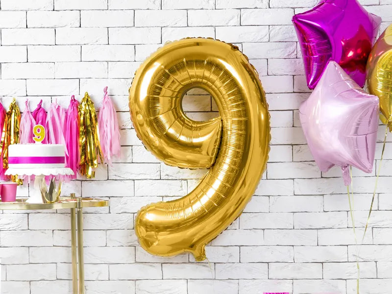 Luftballon Ziffer 9 Gold 86cm