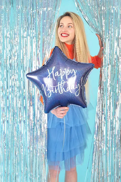 Folienballon Happy Birthday, 40cm, marineblau
