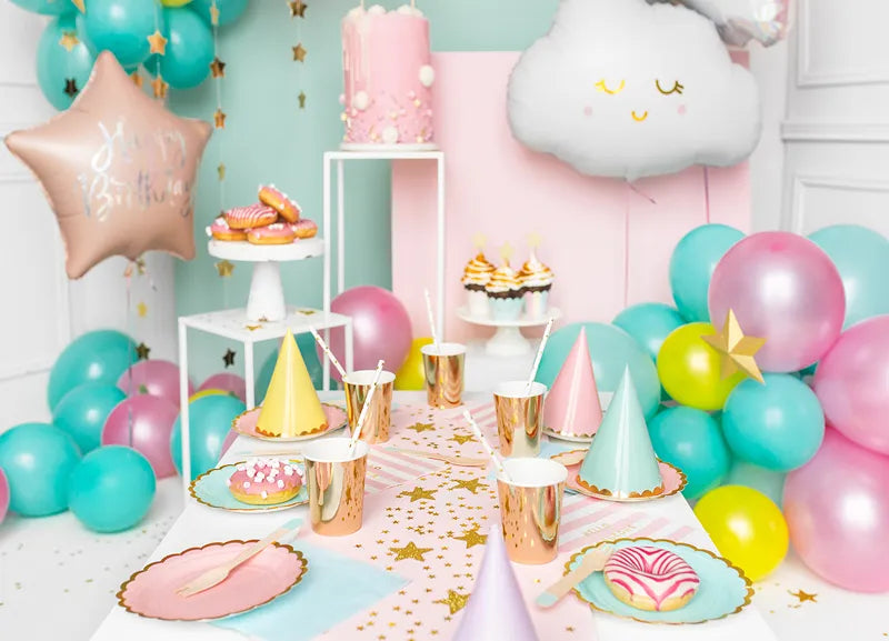 Folienballon Happy Birthday, 40cm, hell-puderrosa