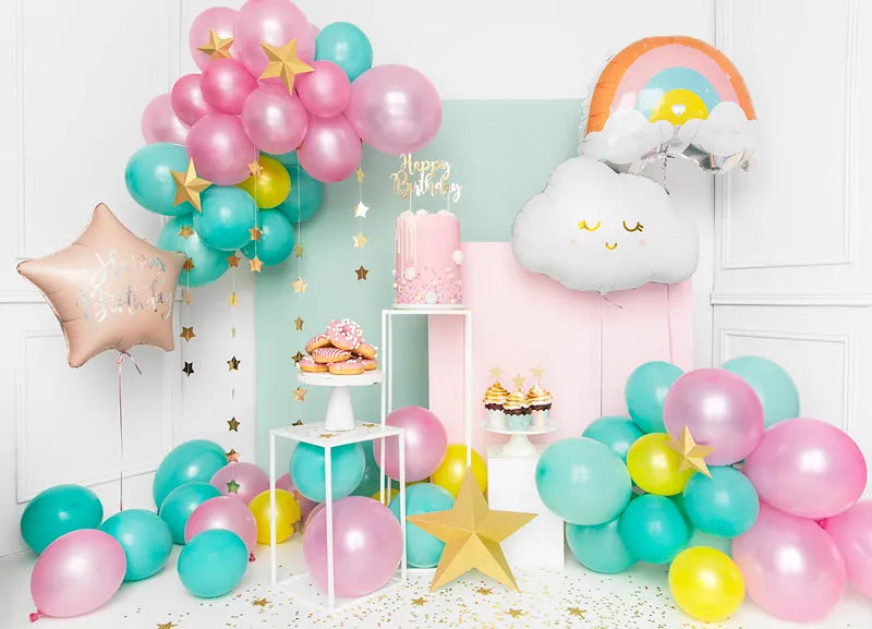 Folienballon Happy Birthday, 40cm, hell-puderrosa