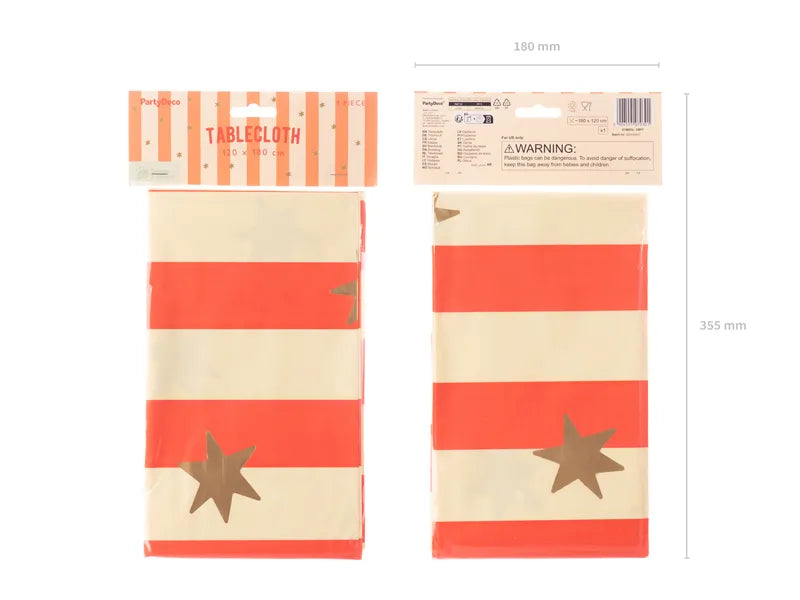 Papiertischdecke Zirkus Sterne und Streifen, Mix, 180 x 120 cm
