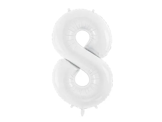 Luftballon Ziffer 8 Weiss 86cm